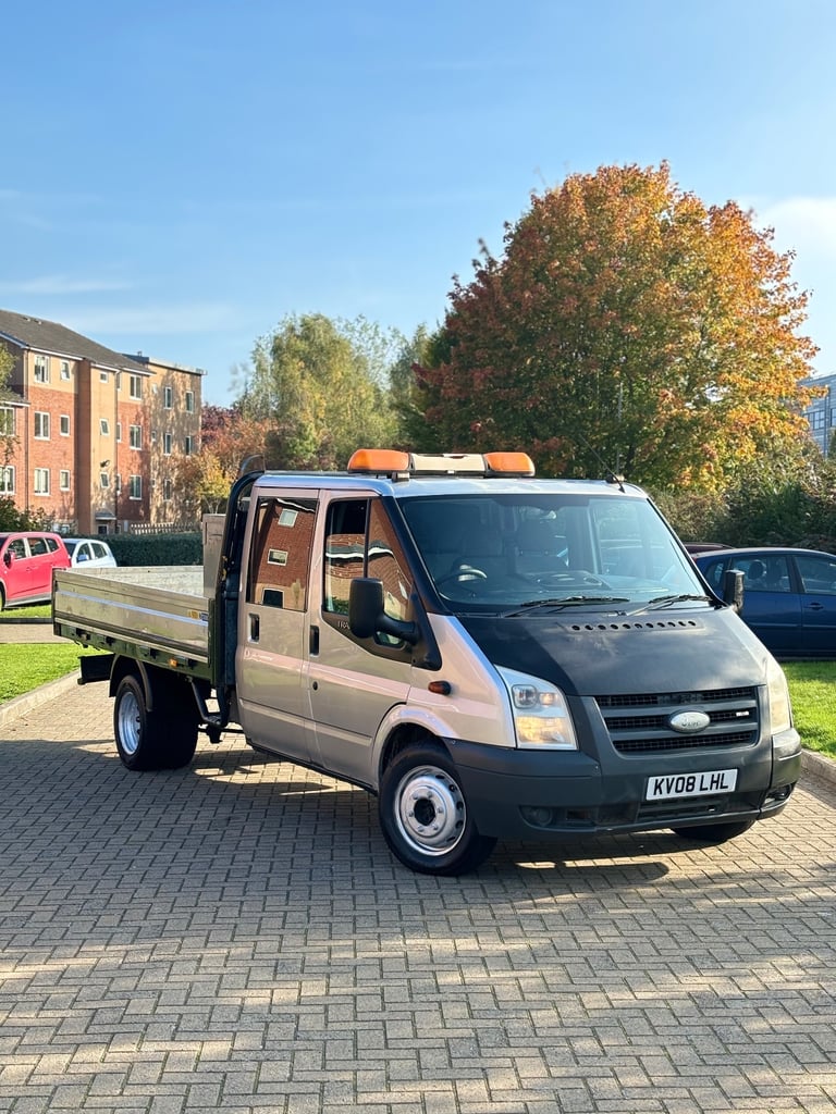 2008 Ford Transit T350 flatbed CrewCab! Twin axle! XLWB edition FSH! 