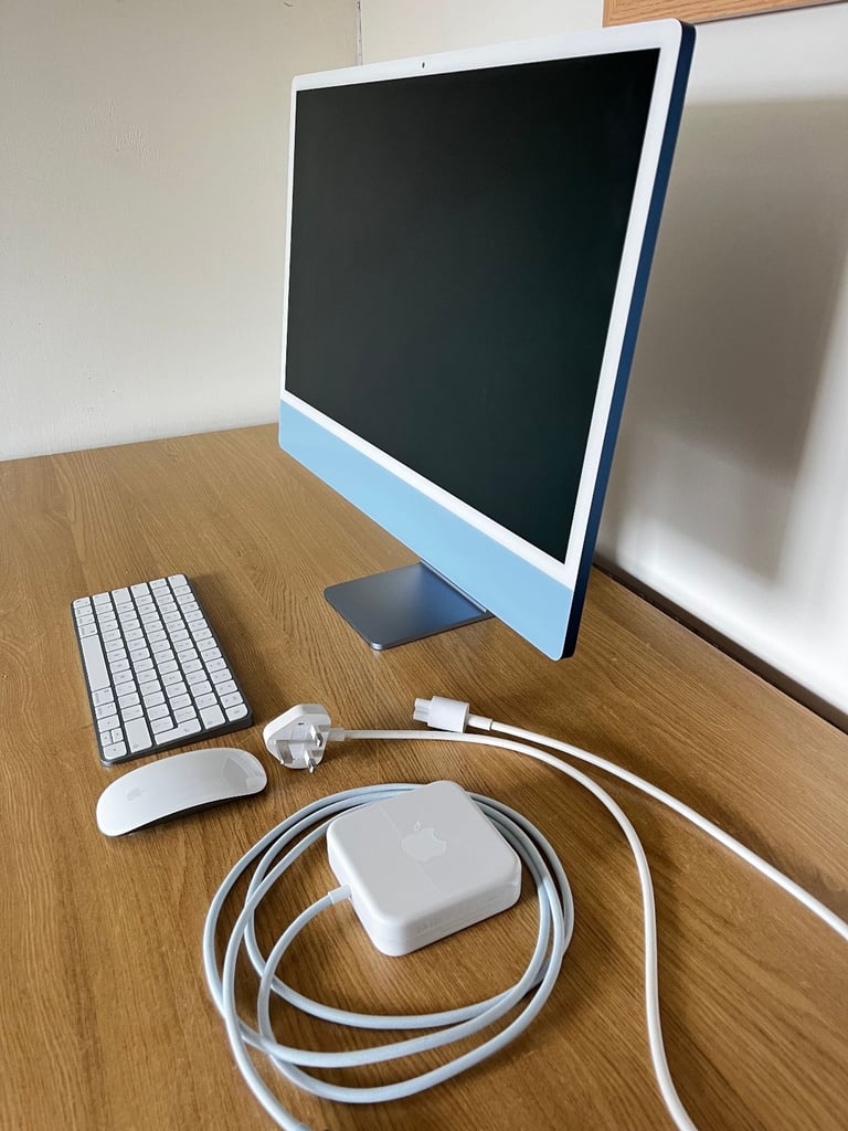 image for Apple iMac 24 inch , Apple M1, 8GB, 8-Core CPU, 7-Core GPU in Blue. (2 ports)