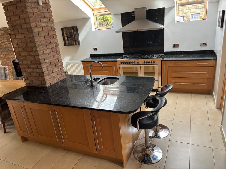 Oak kitchen with granite worktops