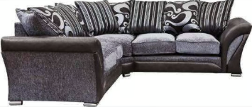 Shannon High Quality Chenille Fabric Corner Sofa - Black with Grey