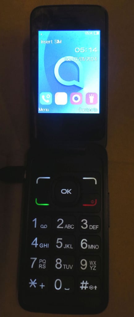 Alcatel 3025X Mobile Phone BIG BUTTON Flip Fold Grey + power adaptor Tested