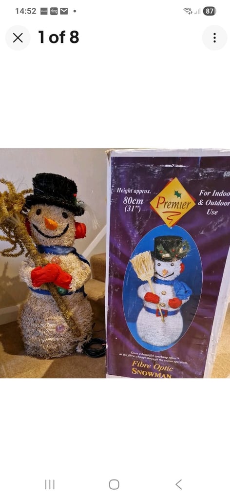 SPARE/REPAIR Vintage Fibre Optic  Christmas Snowman 80cm/31" Not  working BOXED