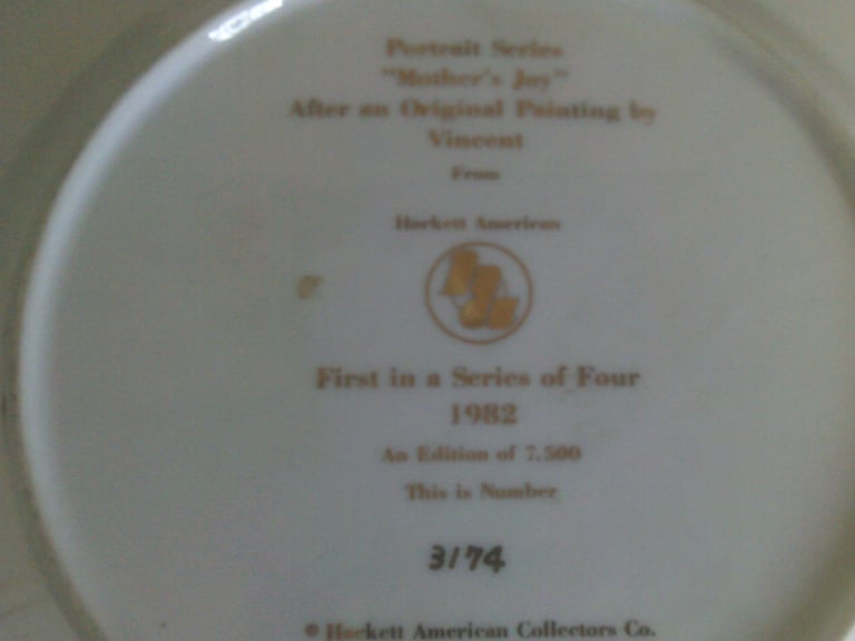 mother + child limited edition plate  hackett usa 