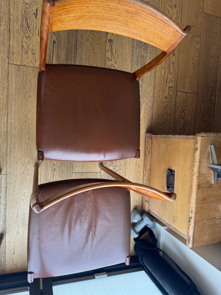 6 Danish rosewood and leather matching dining chairs