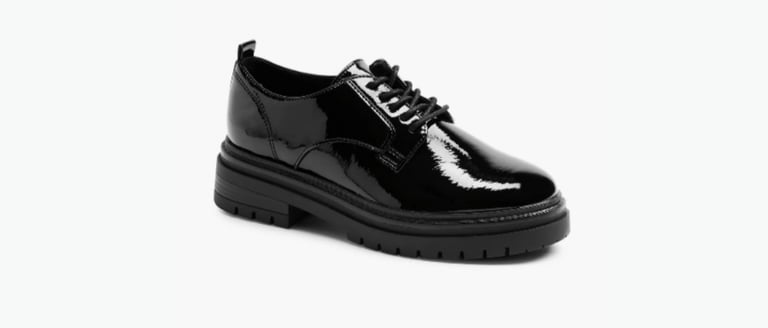  Diechman Women's size 6 Black Patent Lace Up BrogueNEW
