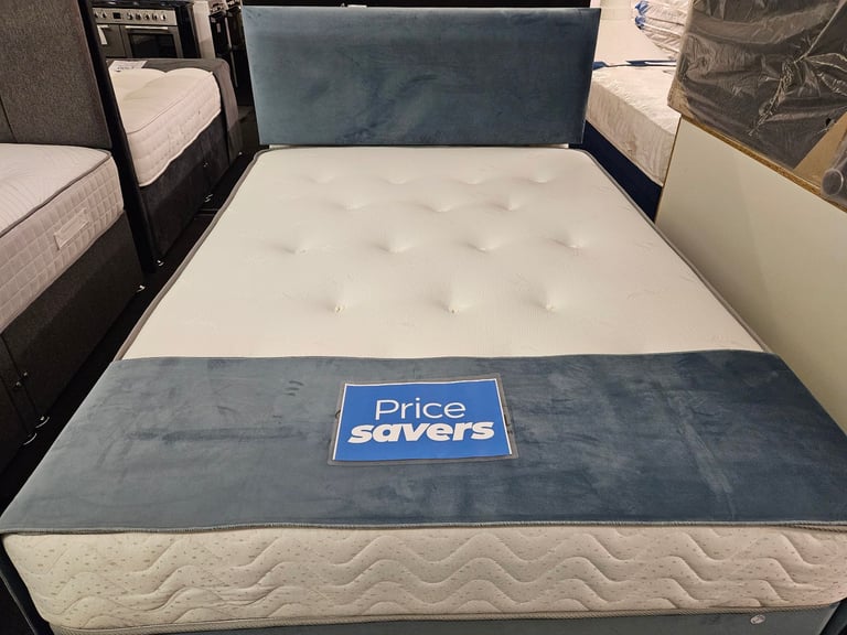 image for 4ft6 Double Non-Storage Divan Base & Headboard With Mattress 