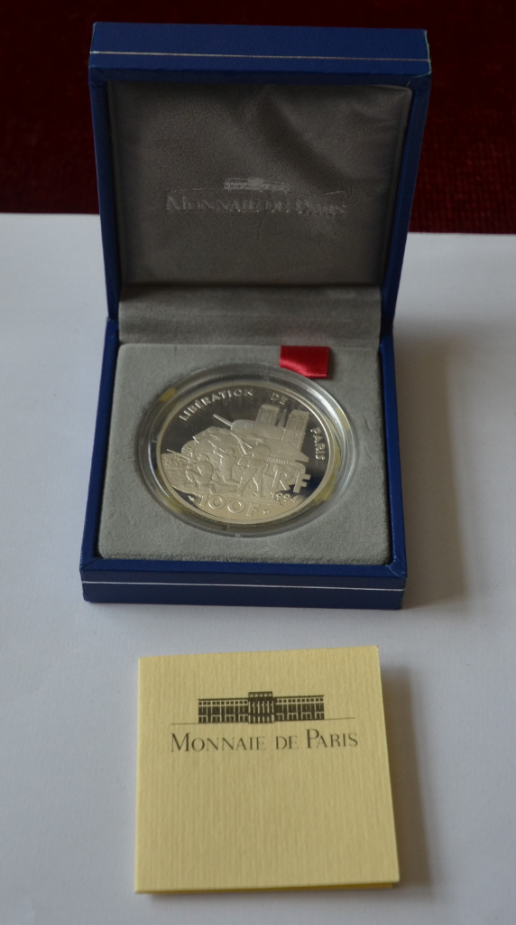 100 FRANCS SILVER PROOF LIBERATION DE PARIS COIN