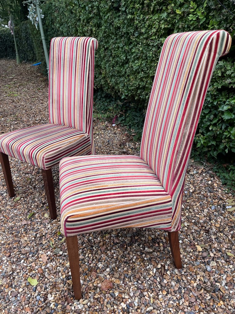 image for A pair of striped dining chairs Excellent Condition 