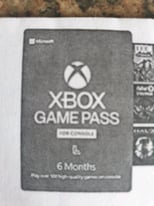 Xbox 6 months gaming pass for console. 