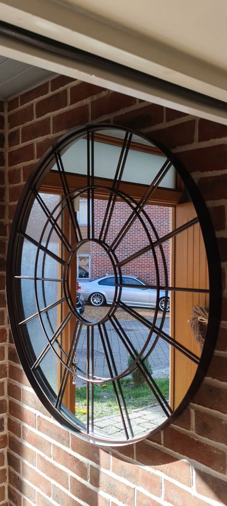 Industrial Round Metal Wall Mirror