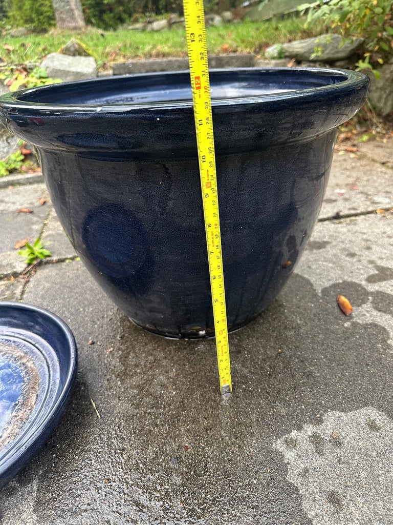 image for Large Blue Ceramic Plant Pot - FREE