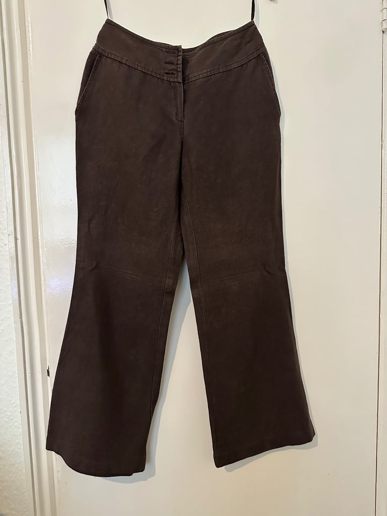 image for Brown linen petite trousers 