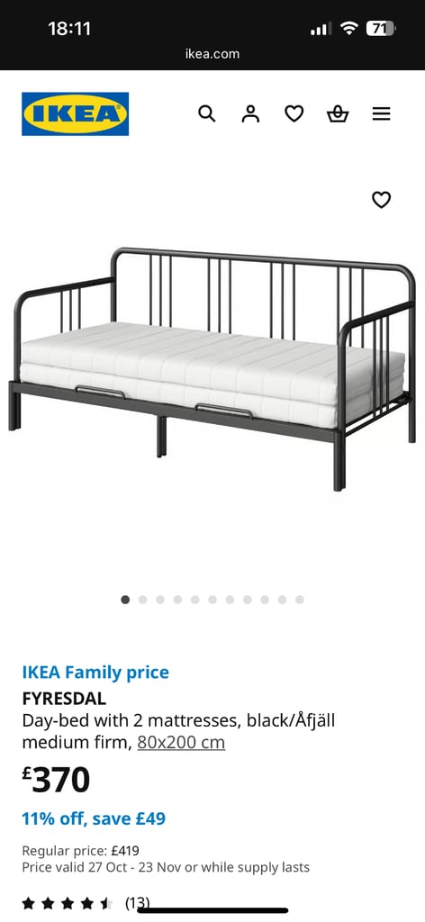 IKEA FYRESDAL Day-bed with 2 mattresses