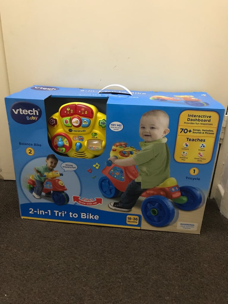 image for New Vtech boxed Childrens baby kids 2 in 1 tri to bike trike car gift present Toy Ride on delivery