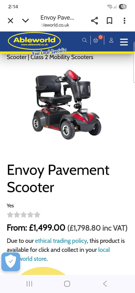 image for Envoy mobility scooter 