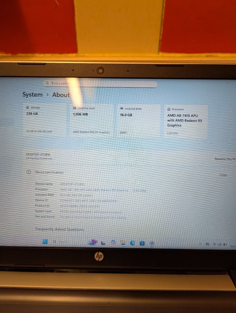 ⭐ Hp pavilion cheap laptop AMD A8-7th 16GB 256GB SSD Radeon R5 Windows 11 ⭐
