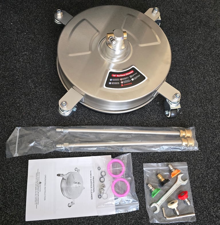 image for 1/4 4000 psi Stainless Steel Pressure Washer surface patio rotary jet Wheels 14 inch quick connect