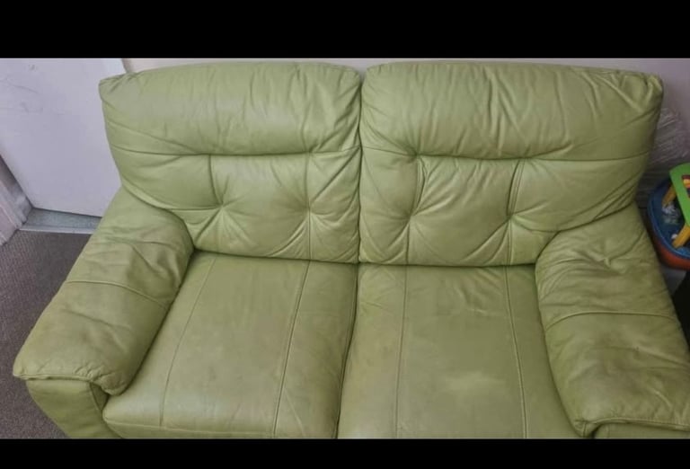 Leather Green Sofa 2 and 3 seats