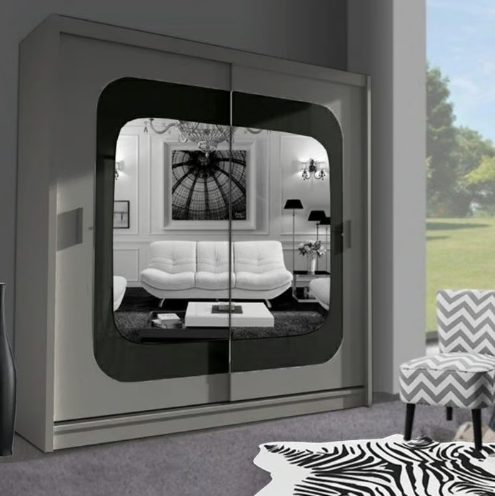 image for Brand New - Chelsea Mirror Sliding Door Wardrobe - Grey - SAME/NEXT DAY DELIVERY