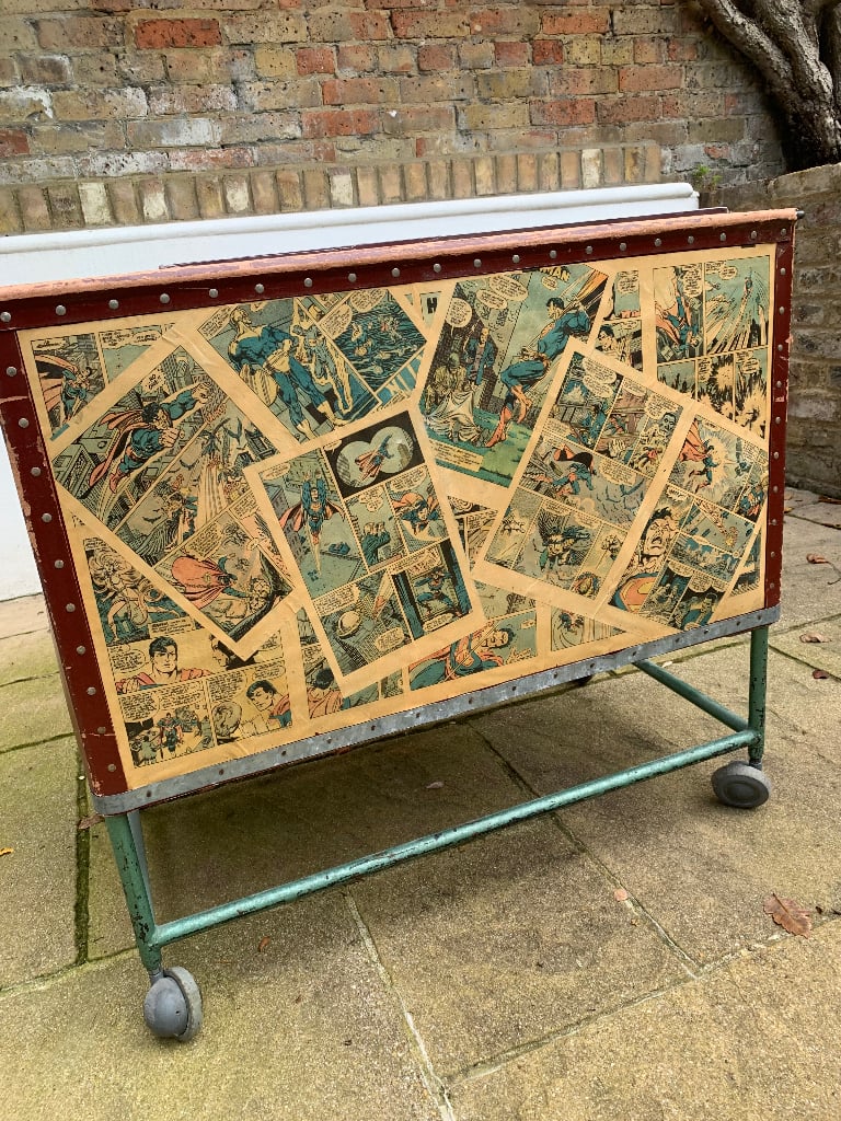 image for Antique Vintage Industrial Toy Box Chest Superman