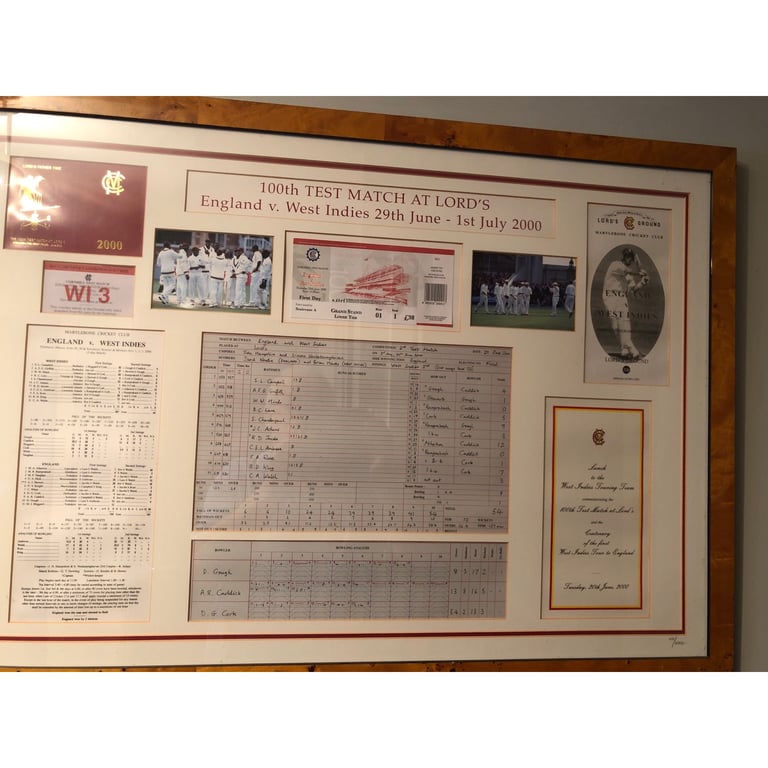 100.th test match at Lords England c West Indies 29/06/2000 