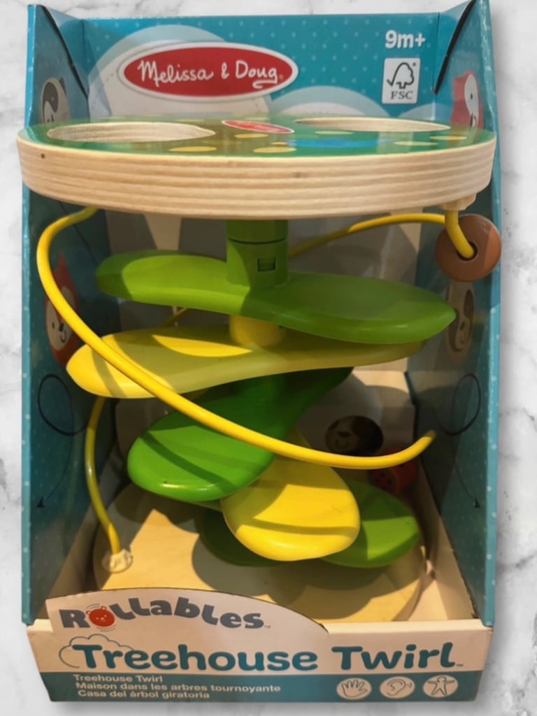image for New wooden Melissa & Doug rollable treehouse twirl toy 9 months plus