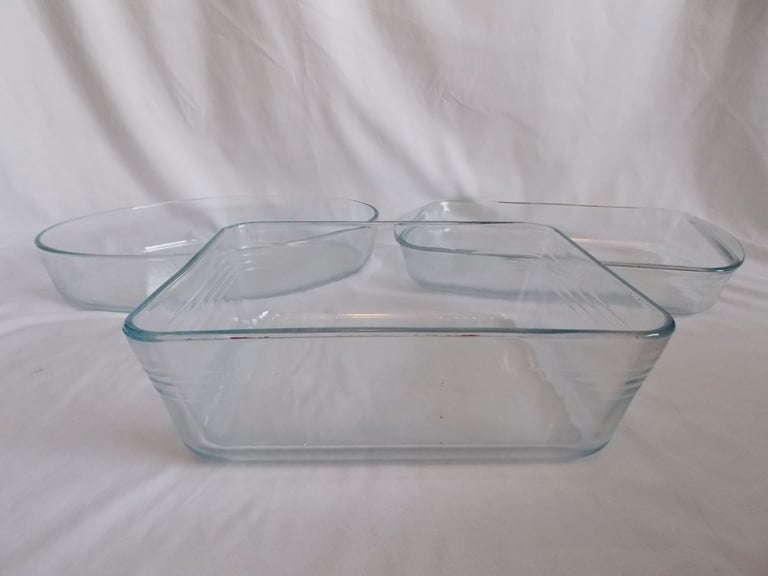 Selection 5 Large Vintage Pyrex Glass Rectangle Deep Casserole Dishes