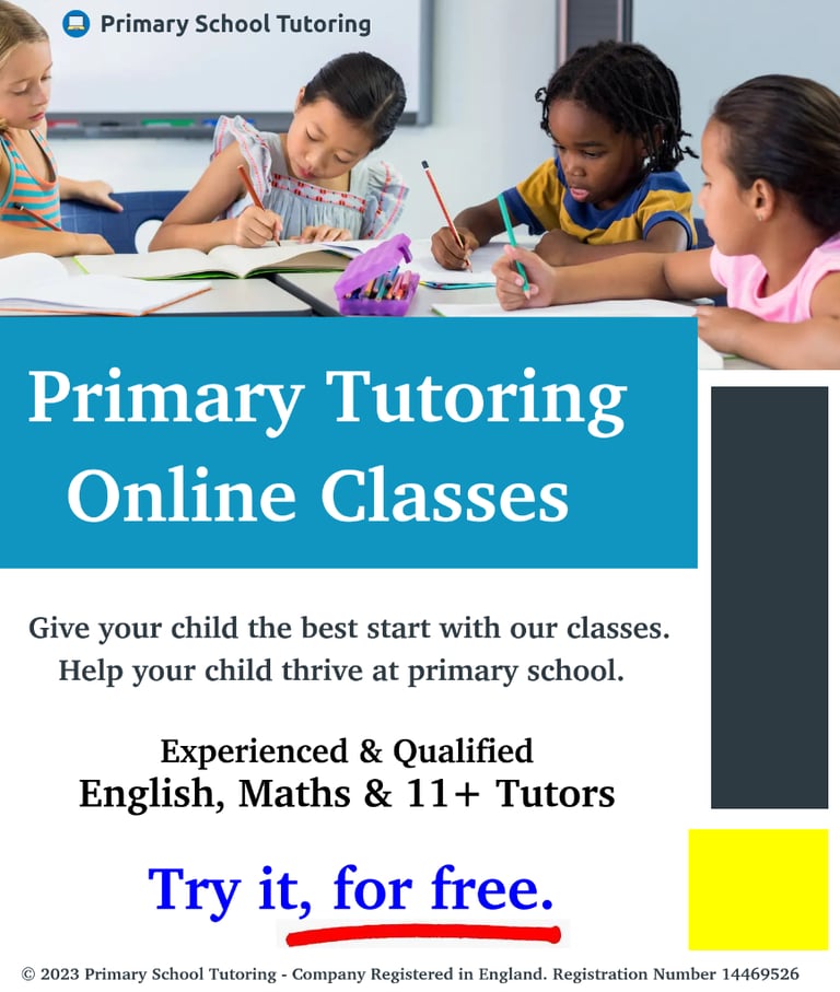 Primary Tutoring English & Maths Classes (Try your first week, for free!)