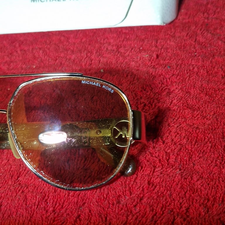 Michael Kors MK5012 Tabitha III Gold Glitter Aviator Sunglasses w/ Case