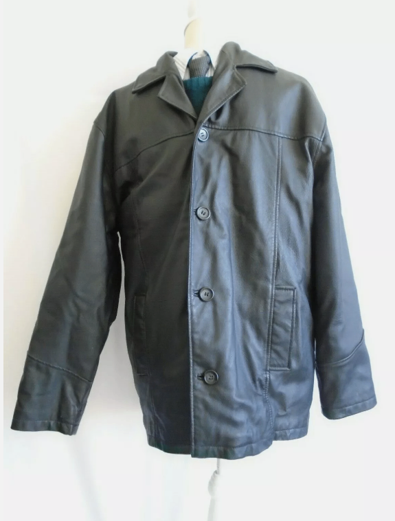 image for Mens HENSON AND HENSON Black Leather Jacket Size Large