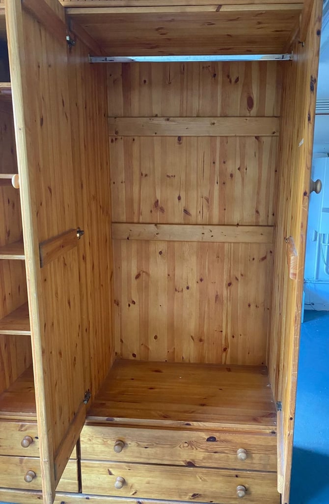 Solid Pine Triple Wardrobe 