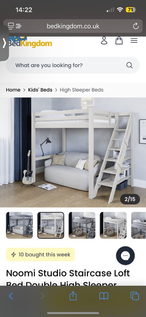 Double loft bed for sale