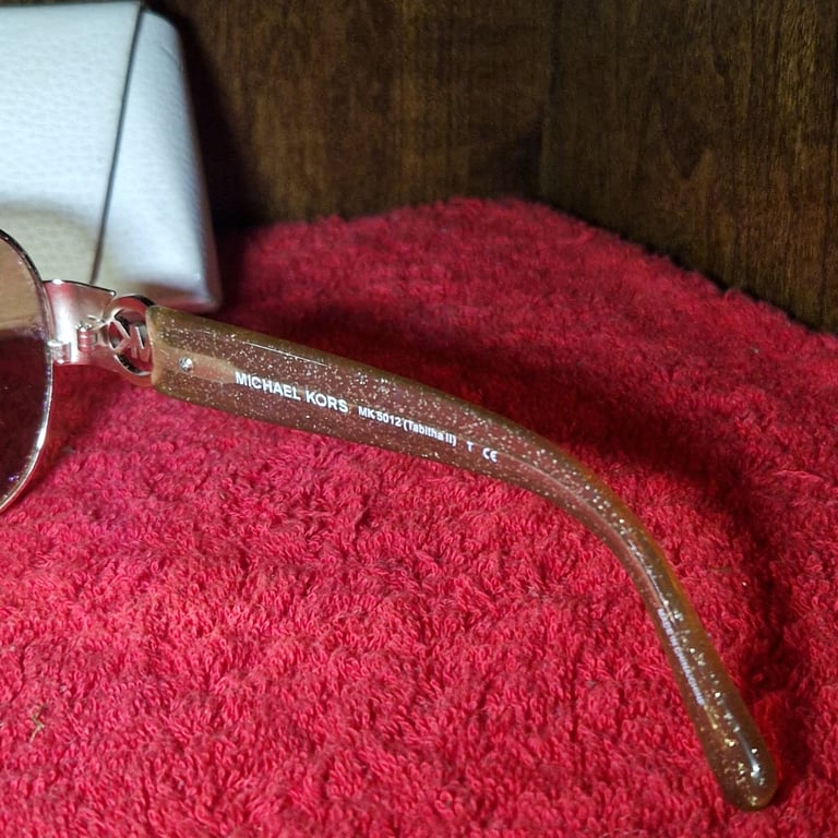 Michael Kors MK5012 Tabitha III Gold Glitter Aviator Sunglasses w/ Case