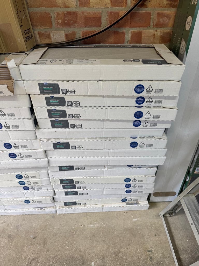 21.42 sqm Sigford Grey, ceramic tiles (17 boxes) unopened 