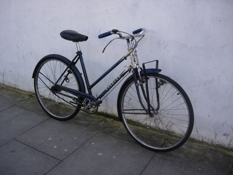 Classic Ladies Bike by Raleigh, Blue, 1950's, Rod Brakes, Rides Good, JUST SERVICED/CHEAP PRICE!