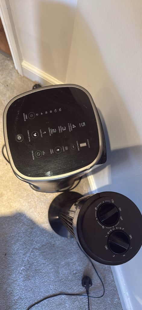 Powerful tower fans, one with purification