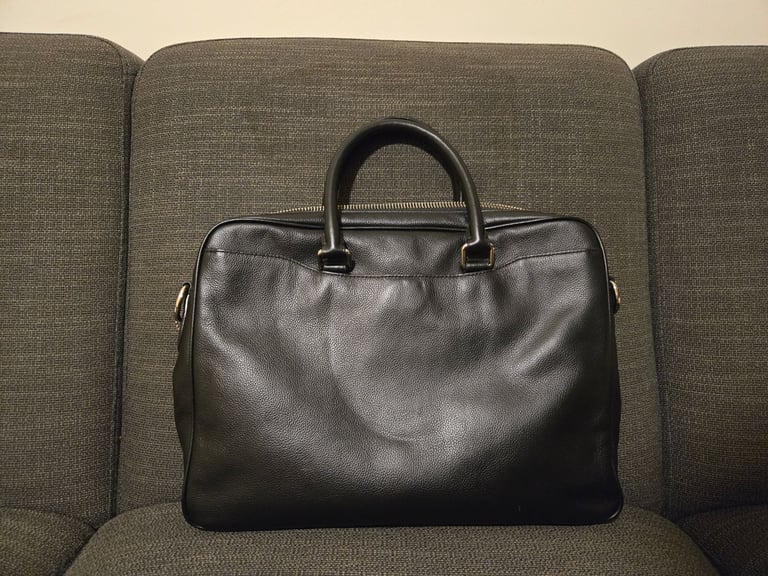 Coach black leather briefcase - with strap and dust bag