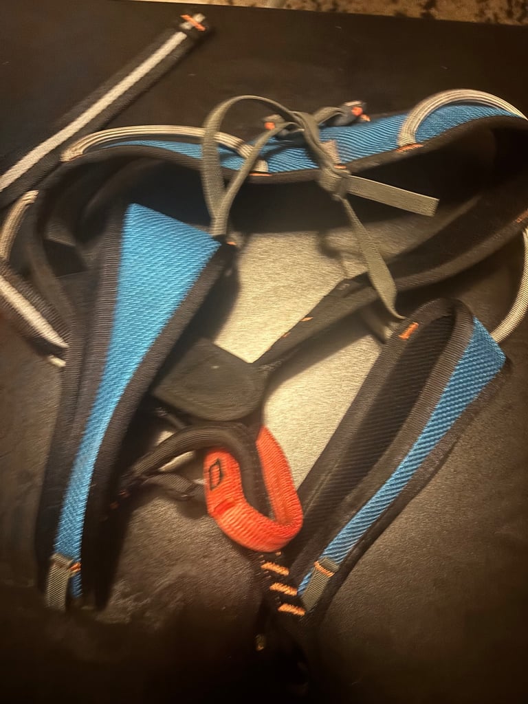 Climbing shoes, harness chalk etc.
