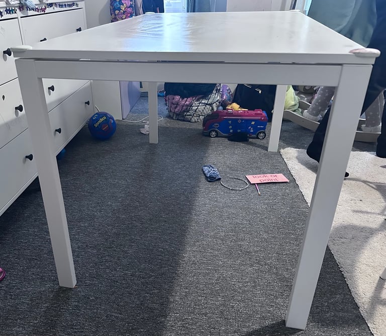 White Table with 2 Stackable Chairs – Sturdy & Easy to Clean