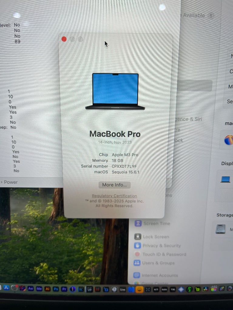 14'' Apple MacBook Pro Core M3 Pro 18GB Ram 512GB SSD Logic Pro 11 Ableton 12 Adobe 2025 OS TAHOE