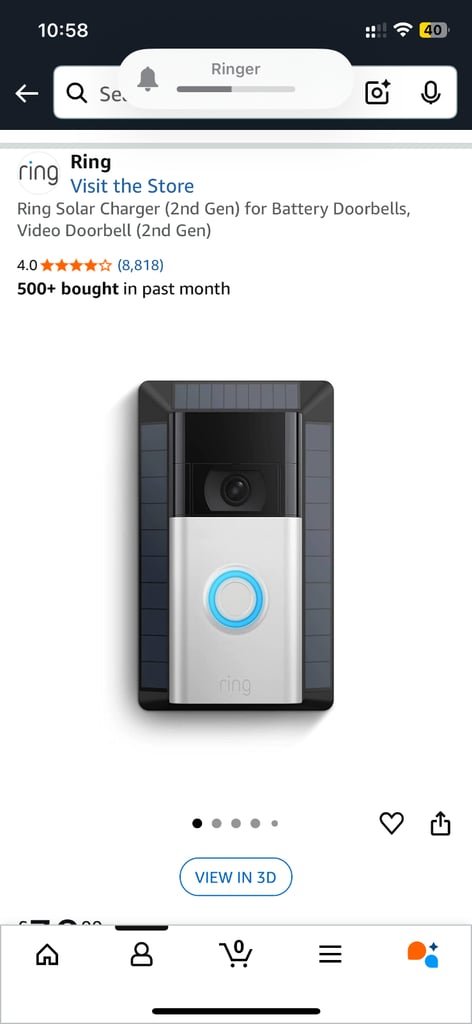 image for Ring Solar Charger (2nd Gen) for Battery Doorbells, Video Doorbell (2nd Gen)