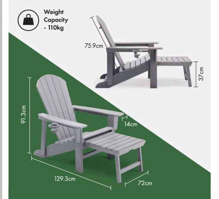 Grey Garden Chair with Footstool new for sale RRP £130