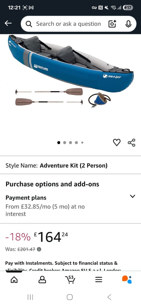 Inflatable 2 man canoe 