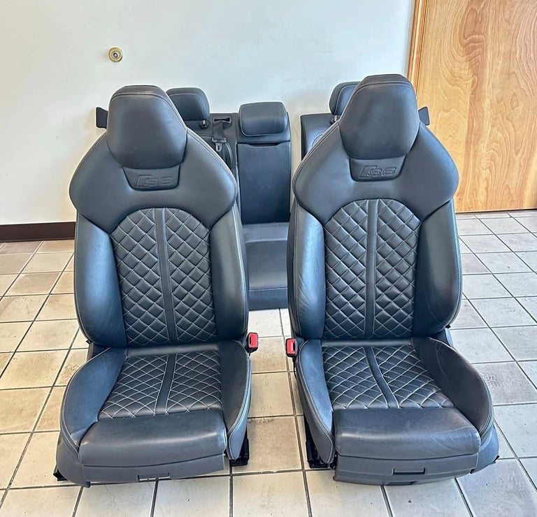 AUDI 2016 S6 SPORT BLACK FRONT & REAR SEATS SET OEM