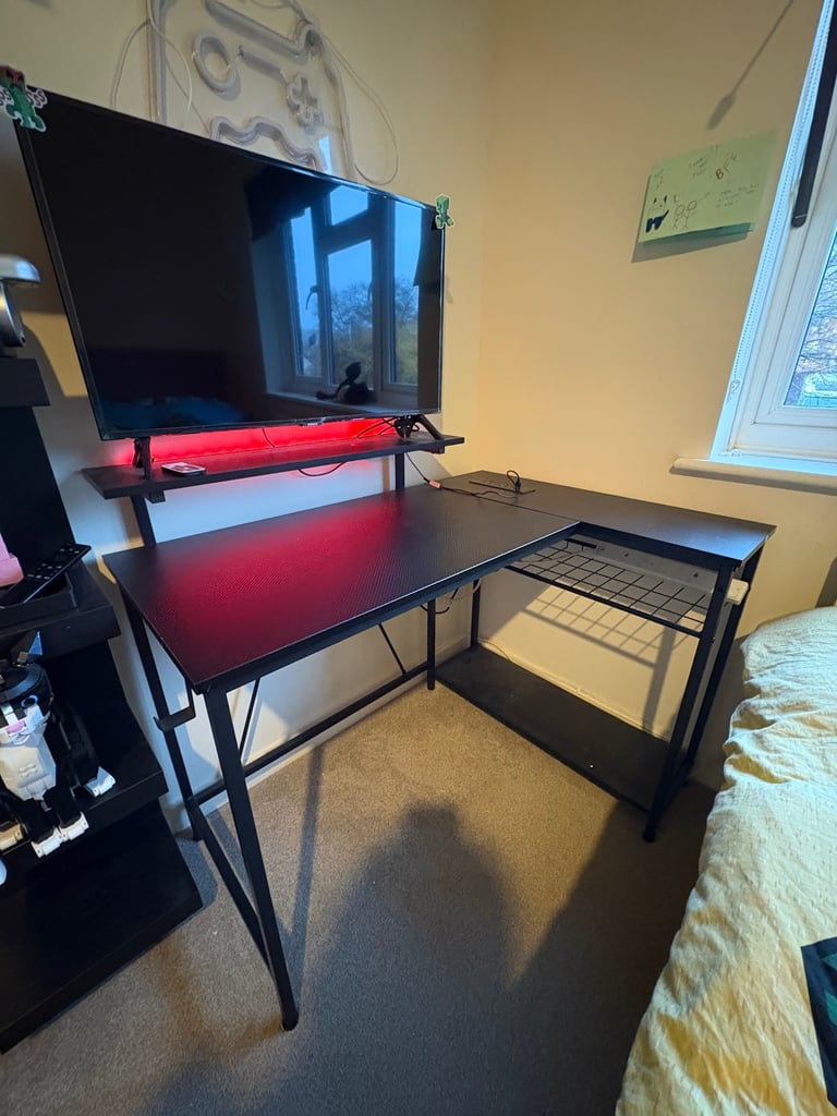 Gaming LED Corner Black Desk