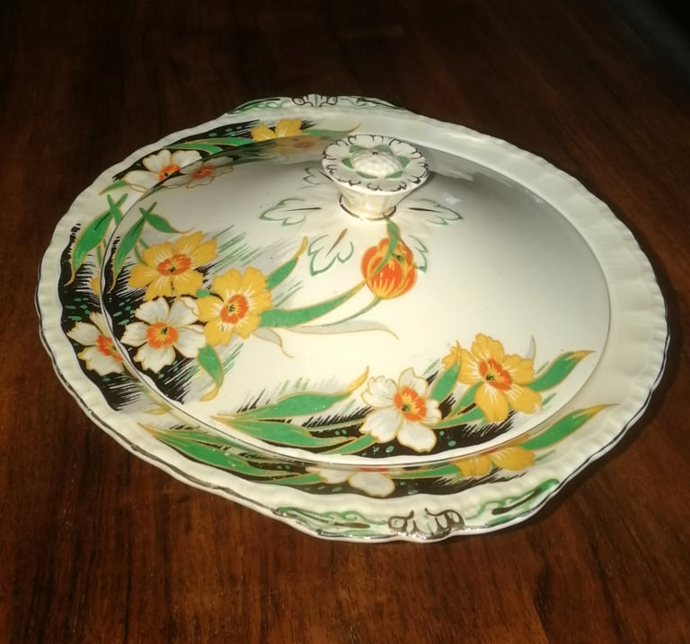 Vintage Grindley Dolores Bone China Round Tureen Serving Bowl Dish 25 x 23.5 cm