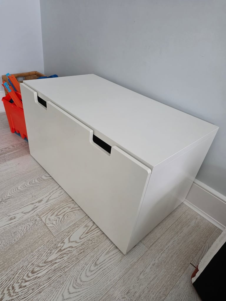 Ikea white bench and storage Smastad, toys kids room