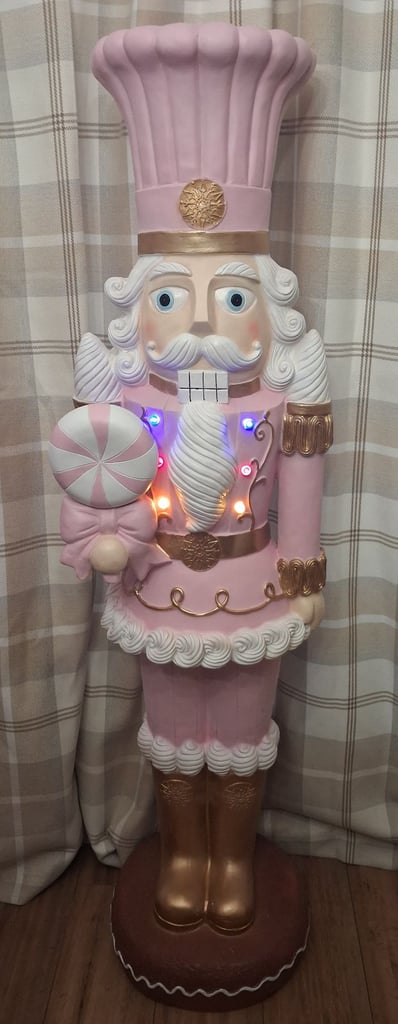 image for Christmas pink light up nutcracker 1.6 metre tall 