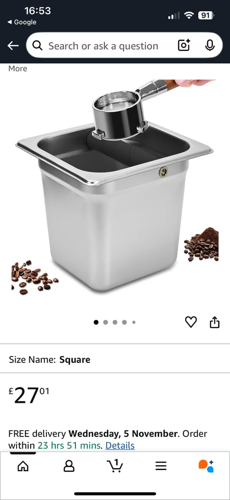 COFFEE PUCK KNOCK BOX   BNIB