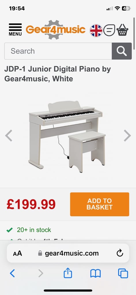 Children’s White Piano and Stool